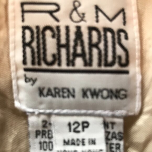 R&M Richards Karen Kwong 70s Floral Leaf Embroidered Cream Blouson Dress Size 12 - Picture 4 of 16